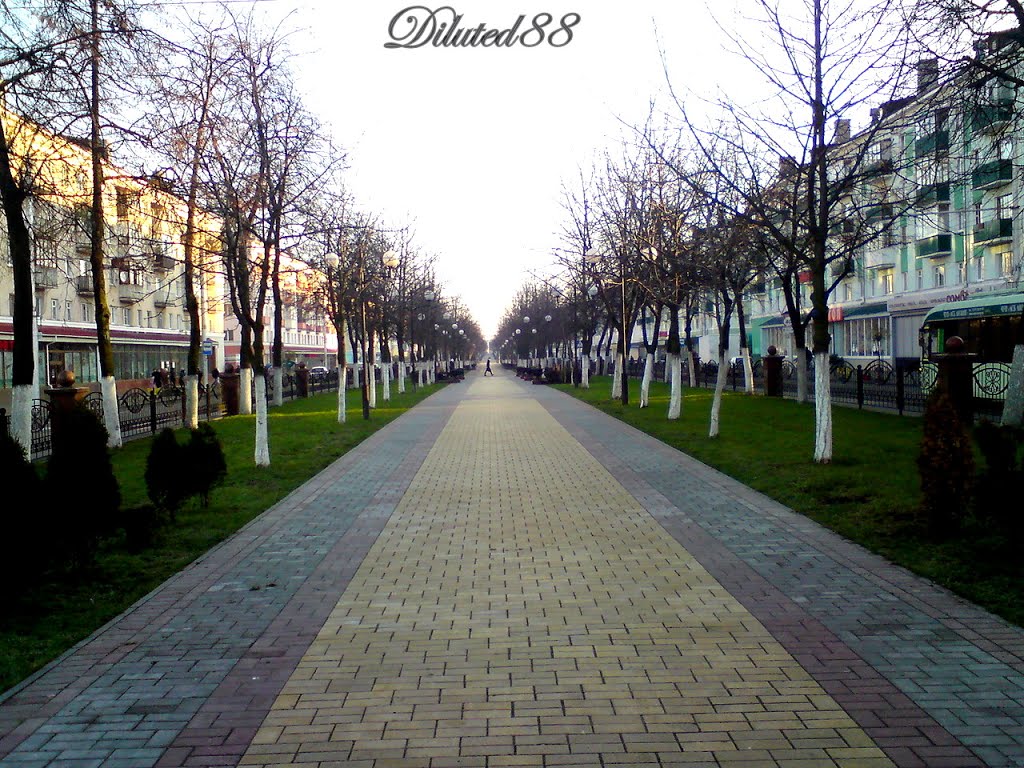 The pedestrian alley on the Avenue of Victory ... Пешаходная алея па праспекце Перамогі