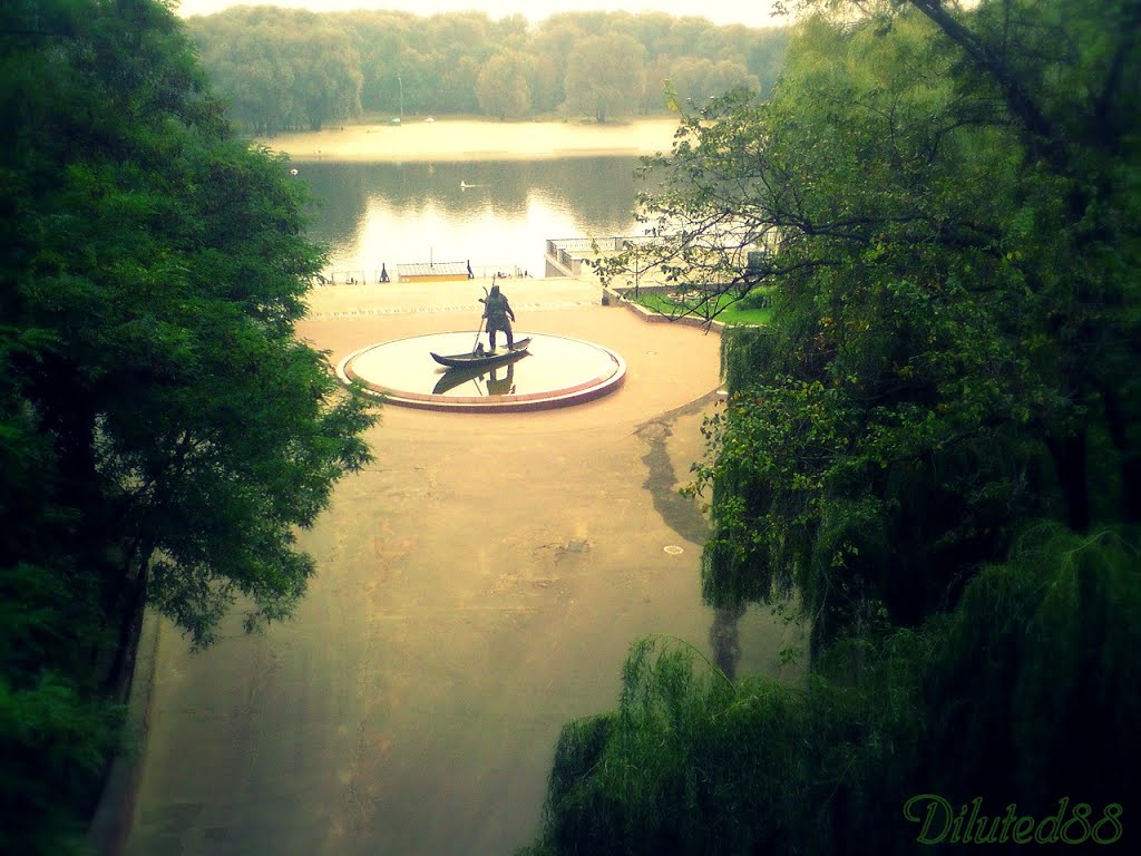 Кіеўскі спуск гомельскага парку, кампазіцыя "Лодачнік" ... Kiev descent Gomel park sculpture "The Boatman"