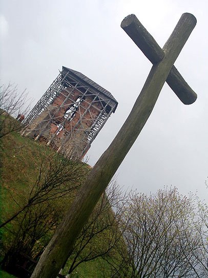 View from the Farny Church to ruins of the castle in Navahradak