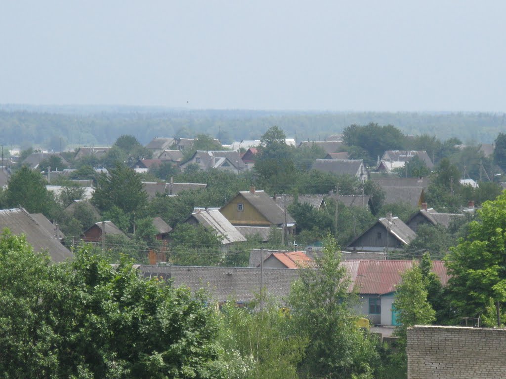 view on private houses in Navahrudak from the 5th floor