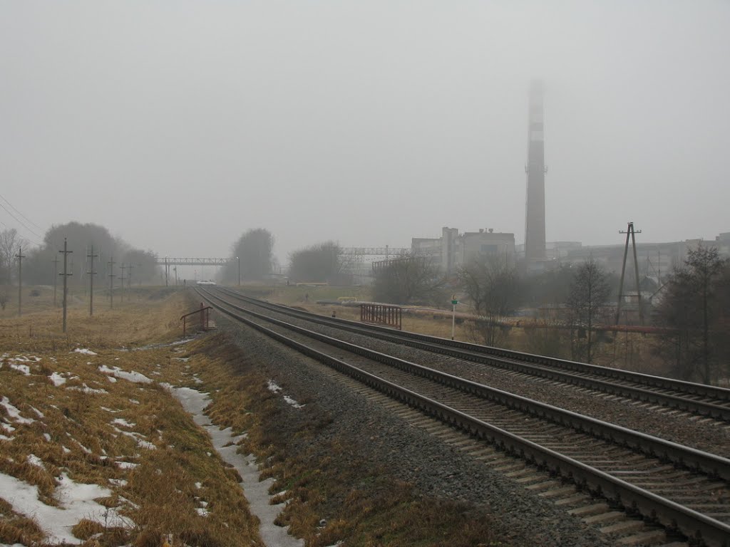 Железная дорога в тумане. Railway in fog.