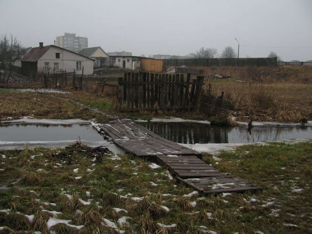 Пешеходный мост через реку Оксна. Footbridge. Oksna river.