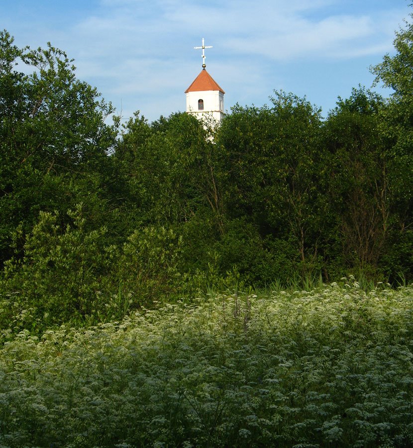 Church of the Transfiguration & ramparts of site of ancient settlement in Zaslaŭje