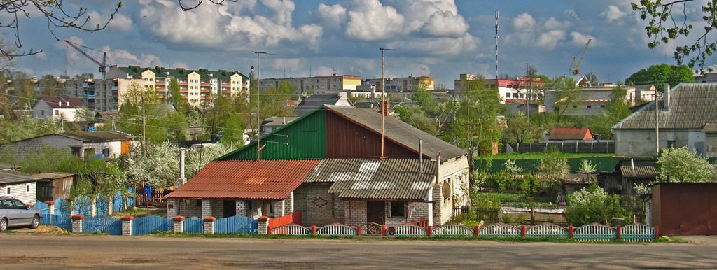 View to the center of  Smaliavičy from the north end