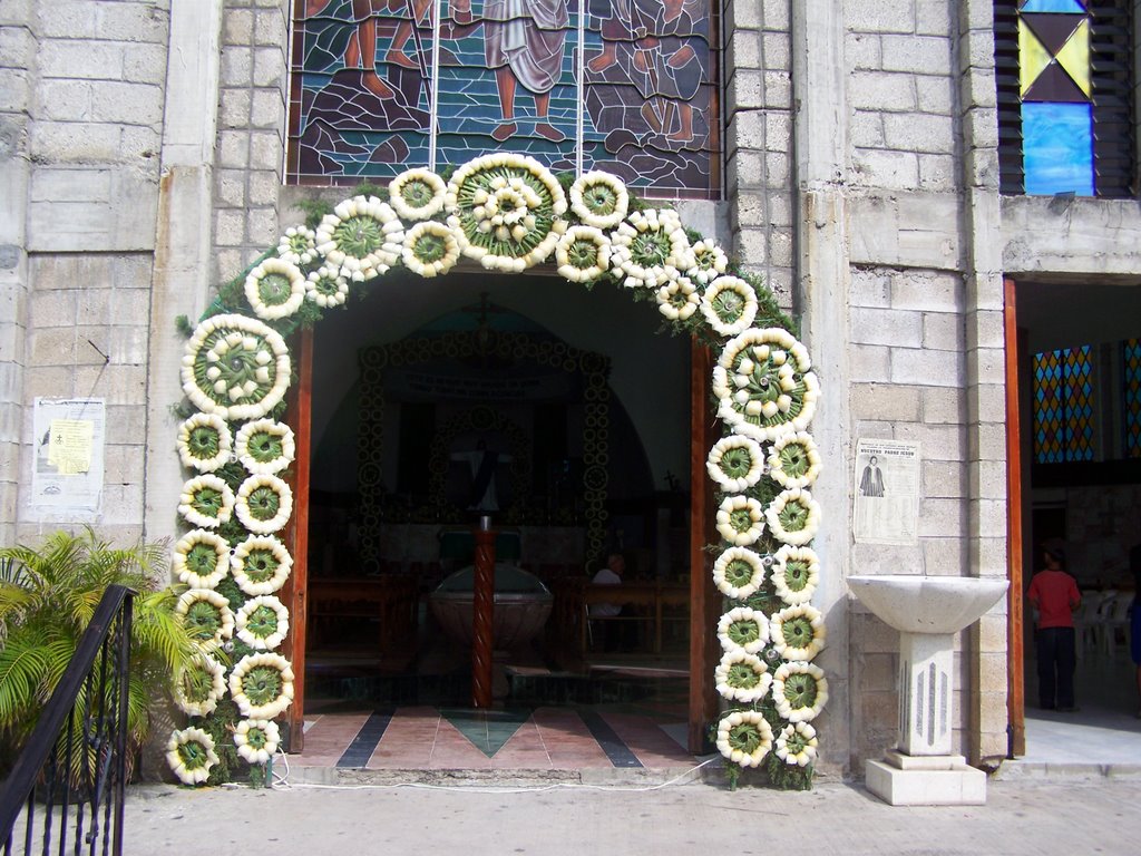 Onion skins draping entrance of San Gerardo