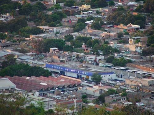Termila de autobuse, Mercado, vista desde el Asta Bandera, Cerro del Tehuehue