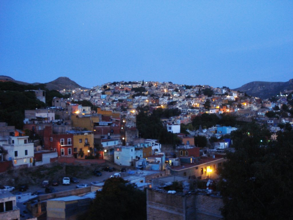 Panoramic view of the historic town at dawn. Guanajuato, Mexico