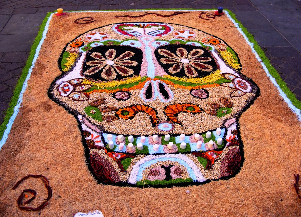 LA CALAVERA SICODELICA (zooming is better for apreciate and see all materials for this work)