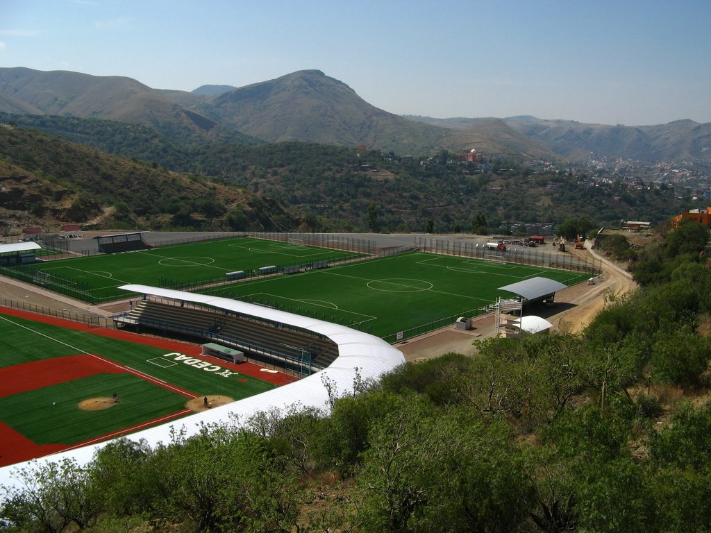 Sports grounds with baseball & soccer fields near La Valenciana mine, Guanajuato