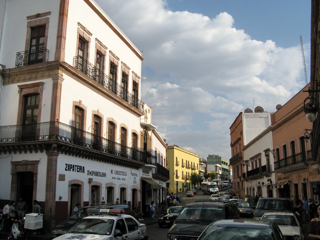 View along a street uphill