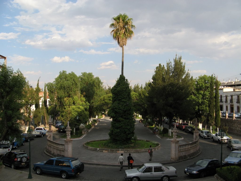 View of the park in front of the hospital IMSS