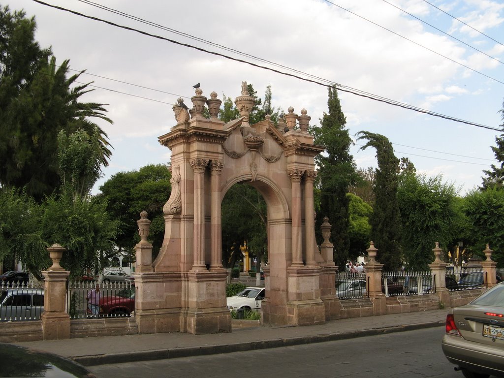 The entrance gate to a plaza