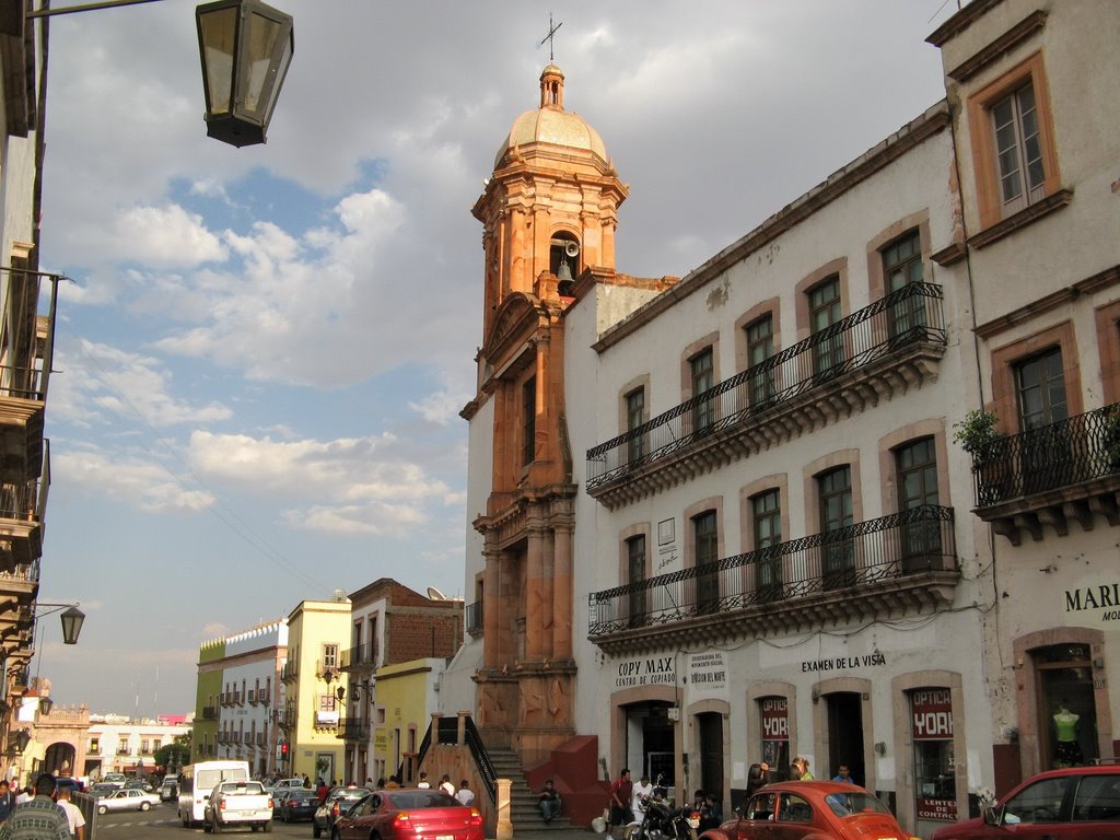 A church and housefronts