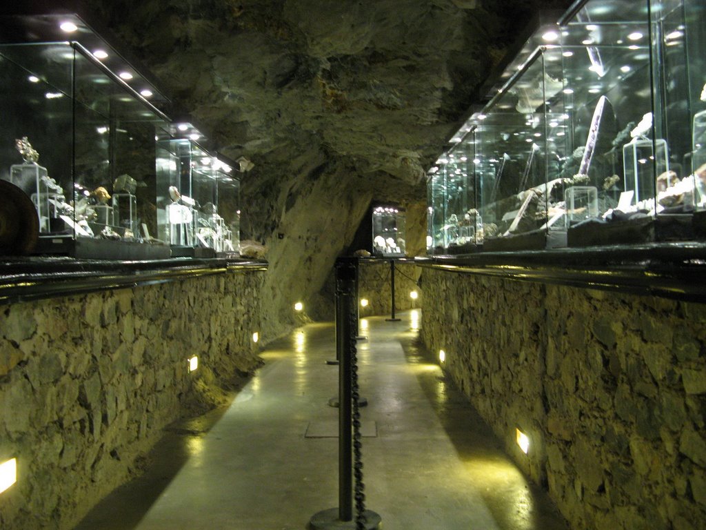 Minerals on display at the silver mine
