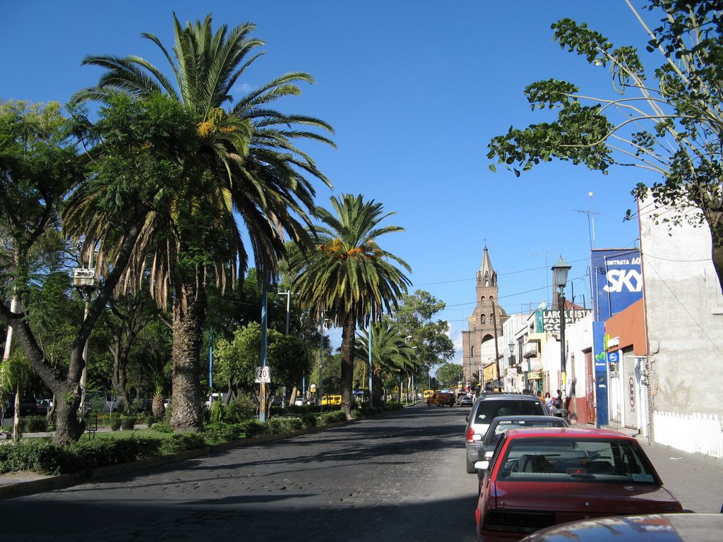 Iglesia San José in the distance, next to the Alameda (central park)