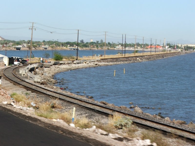 Ferrocarril sobre Estero en Guaymas-Empalme