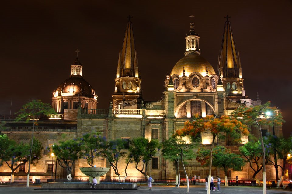 Catedral de Guadalajara, vista nocturna - Guadalajara, Jal. Cathedral night view