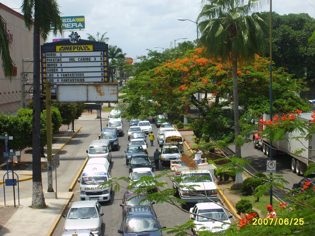 Vista hacia el norte Blvd. Fco. I. Madero (4a. Av. Sur Prolog.) desde el puente peatonal
