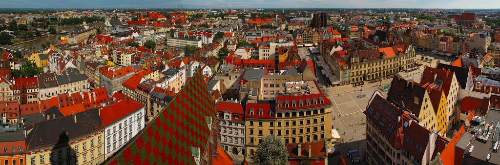 POL Wroclaw City & [Odra] from wiezy Kosciola Garnizonowego p.w. sw.Elzbiety {after the rain} Panorama by KWOT