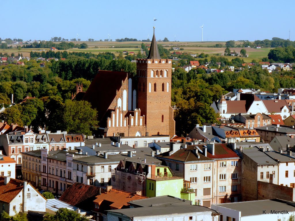 Brodnica, Polska. Widok  miasta  z  wieży  zamkowej