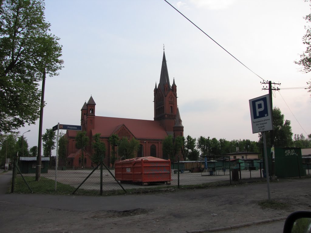 Inowrocław - ul. Przypadek ,   kościół pw. Zwiastowania NMP i targowisko miejskie