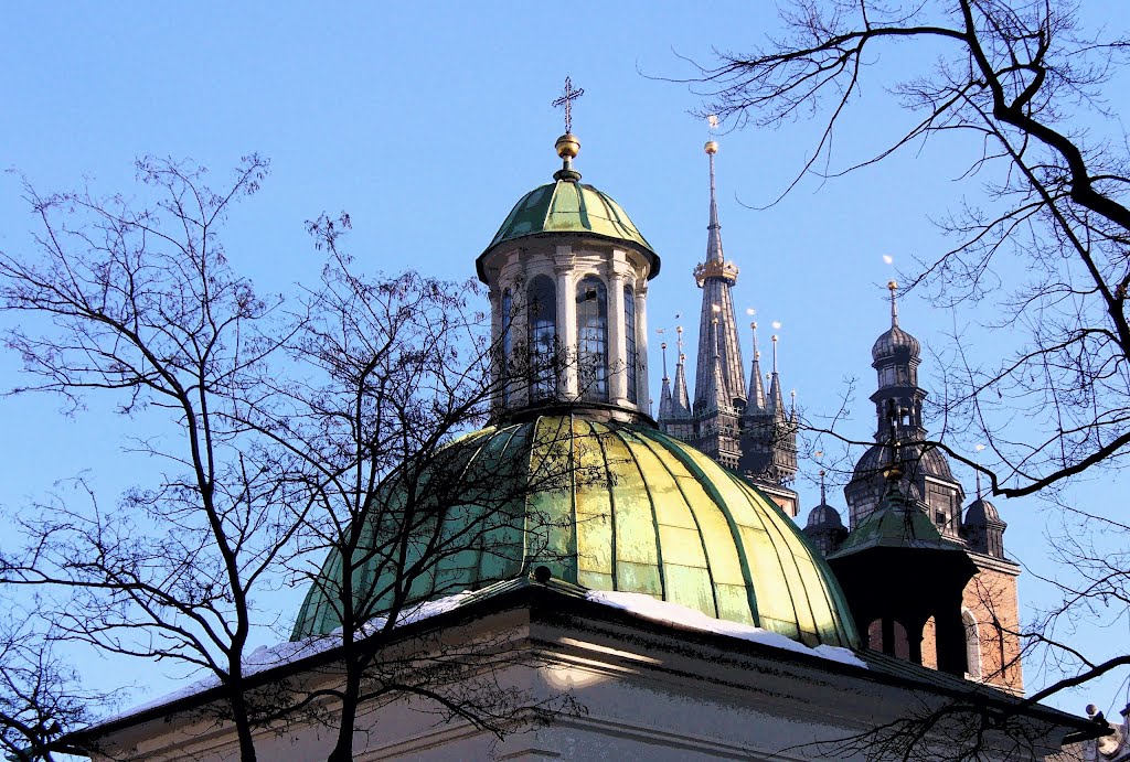 Kraków -Kościół Mariacki i Kościół Św.Wojciecha/Marys Church, and the Church of St. Wojciech