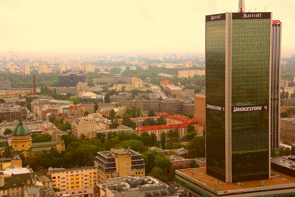 Panorama z 30-ego piętra Pałacu Kultury i Nauki.