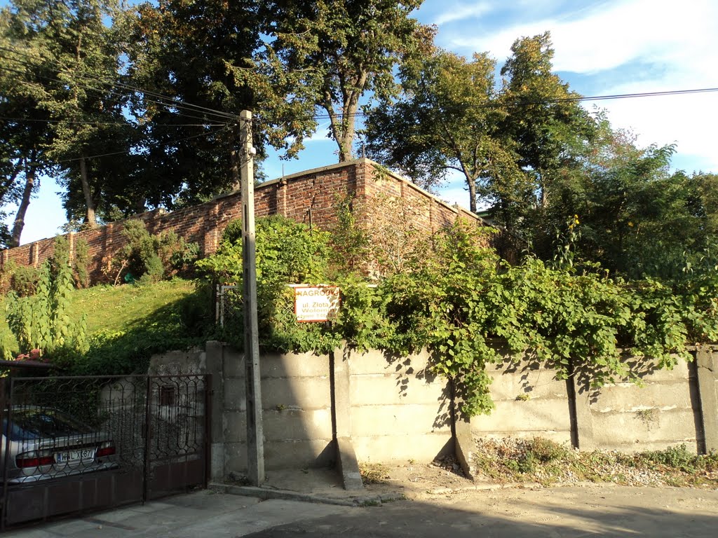tutaj ulica Błońska się urywa ,widać stary mur-po czym??