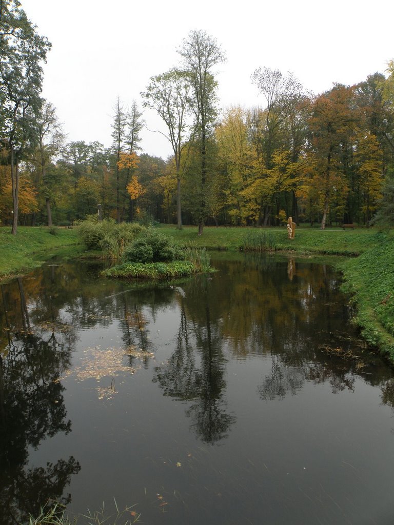Park in Kozienice, bambooses on the islands