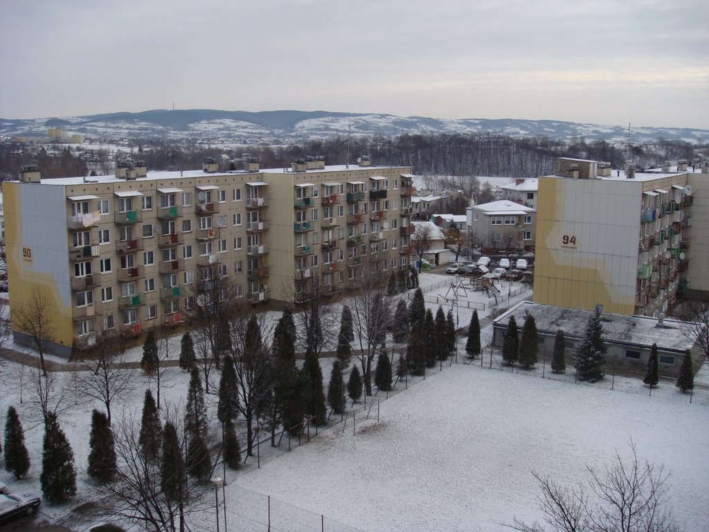 Osiedle w śniegu
