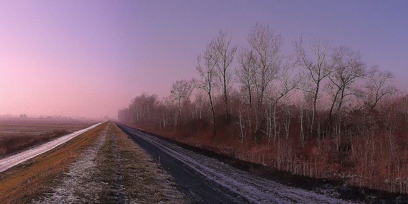 zimowy zachód nad rzeką Wisłoką