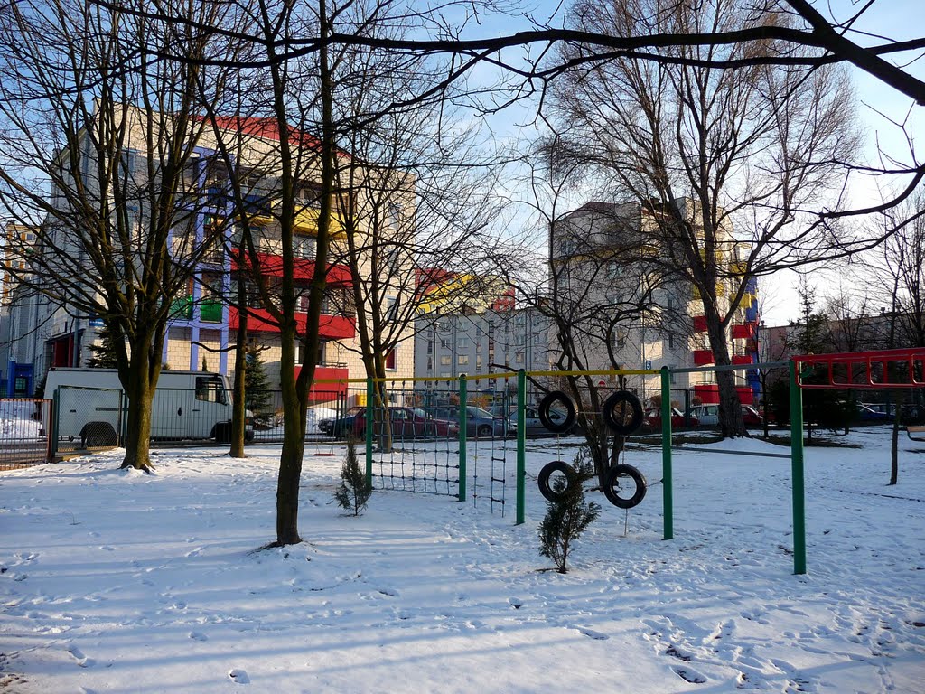 moje miasto widziane oczami dziecka z placu zabaw przy przedszkolu na ul.P.Skargi
