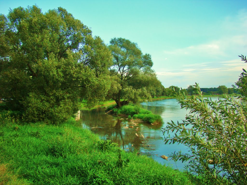 Sanok-rzeka San w okolicach skansenu.River San