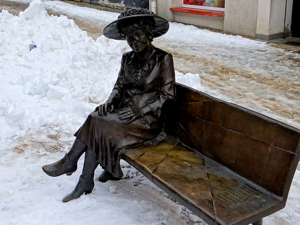 On the bench.