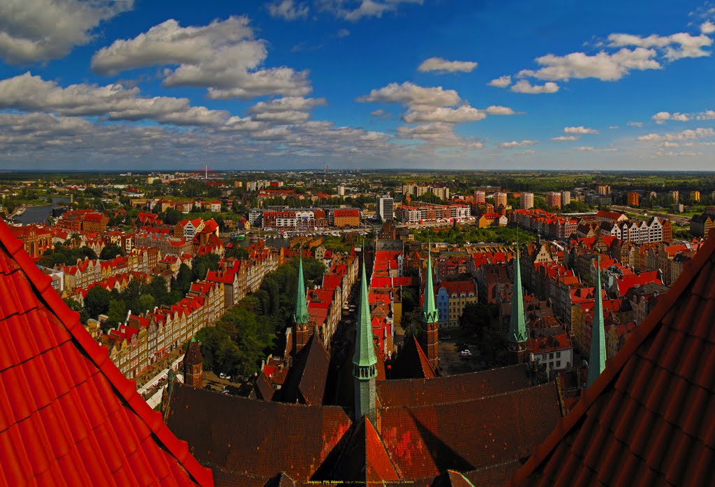 POL Gdansk City & [Motlawa] from Bazylika Mariacka wiezy Panorama by KWOT