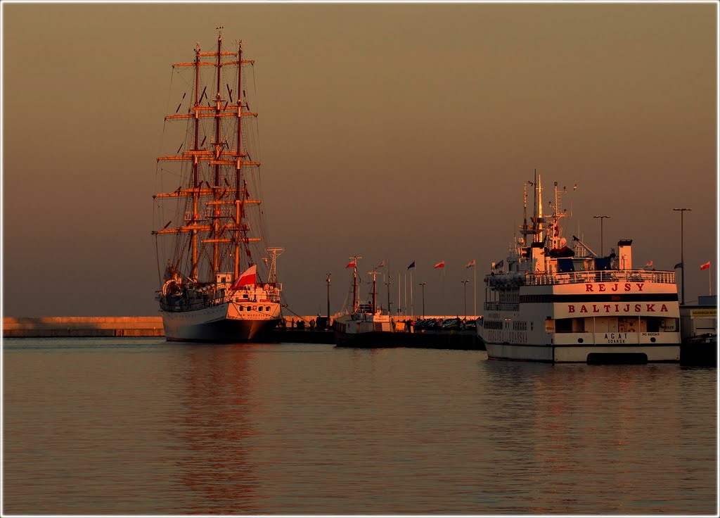 fleet in the setting sun