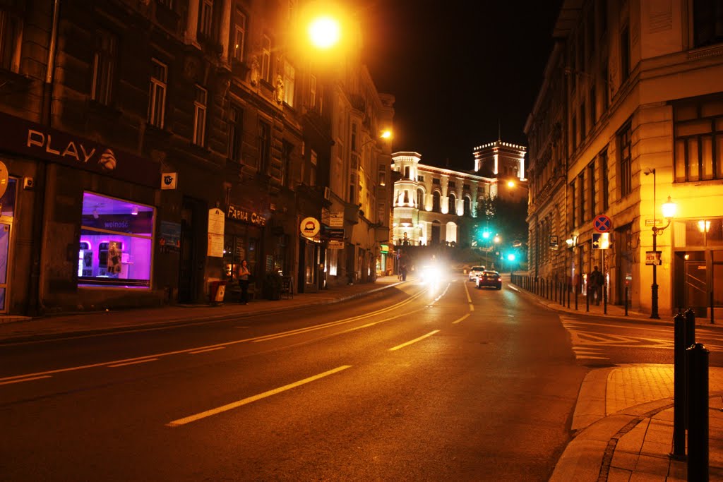 Bielsko-Biała.  W tle Zamek Książąt Sułkowskich.