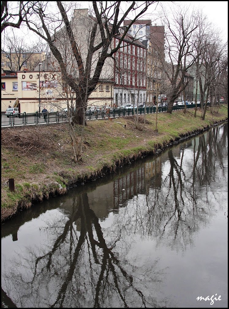 GLIWICE. Kłodnica z mostu z ul. Dworcowej/Klodnica river from the bridge. Dworcowa street.