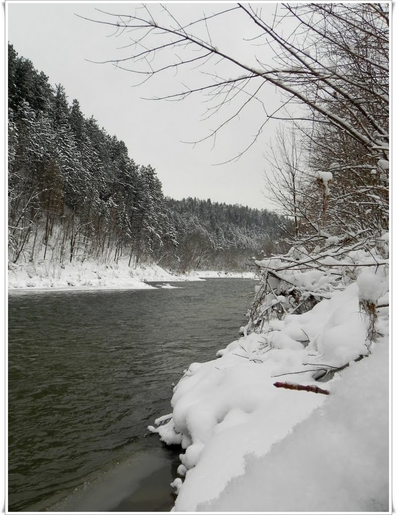 zima nad Sołą/winter by the river Sola