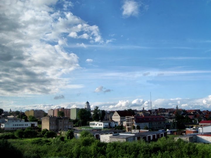 widok z okna wagonu kolejowego... Działdowo