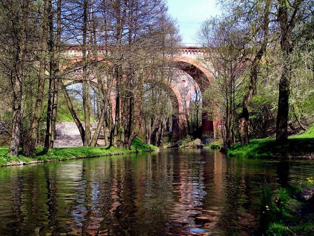Olsztyn. Rzeka  Łyna / Old Bridge over the River Łyna
