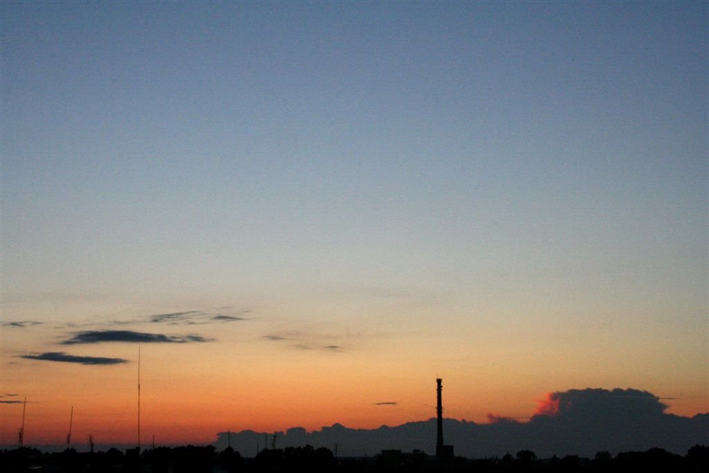 Leszno, sunset over industrial estate