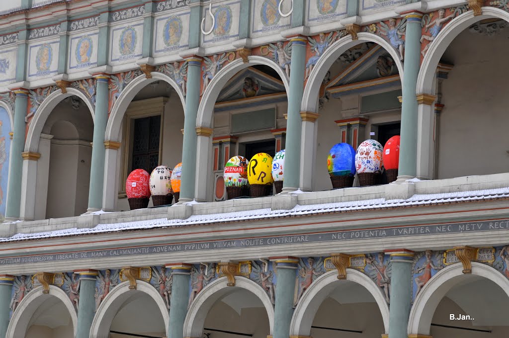 Poznań, Stary Rynek, Ratusz,  pisanki wielkanocne z życzeniami dla przyjaciół Panoramio