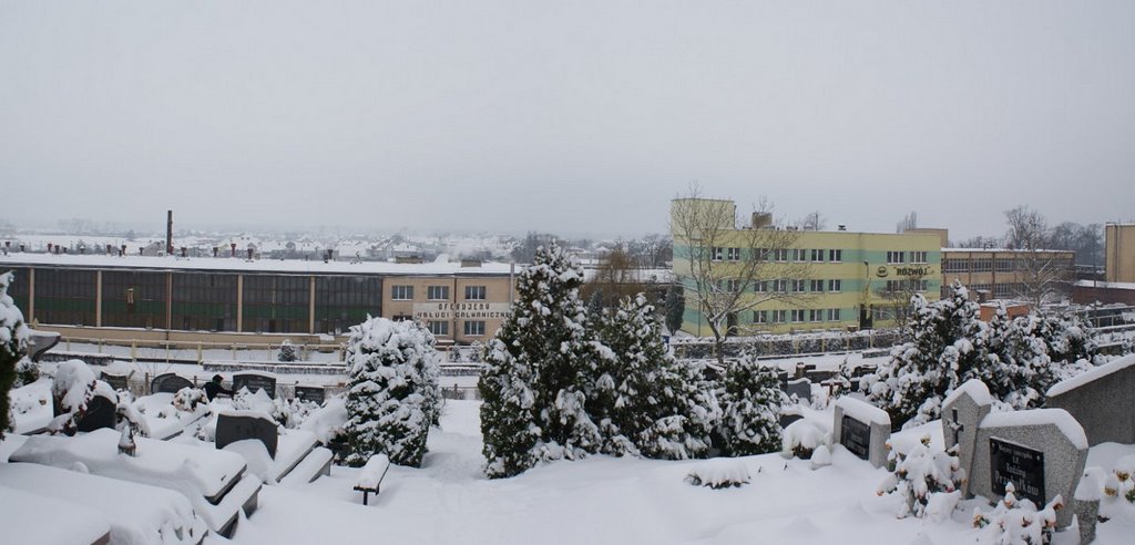 widok z cmentarza w stronę Masłowa