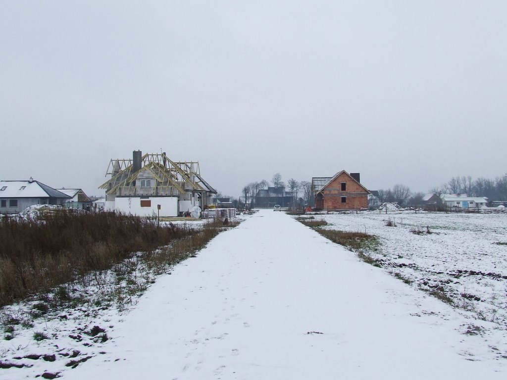Nowe osiedle zimową porą.