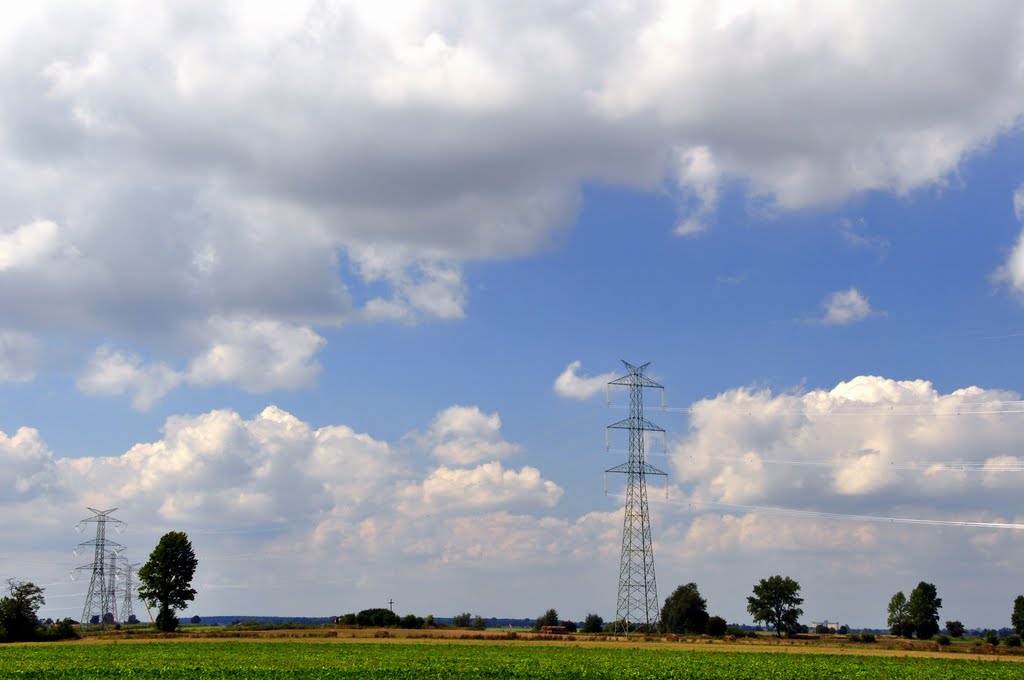 The biggest polish high-voltage transmission line, Gądki grain elevator and cementary of died during cholera epidemic in 19th century
