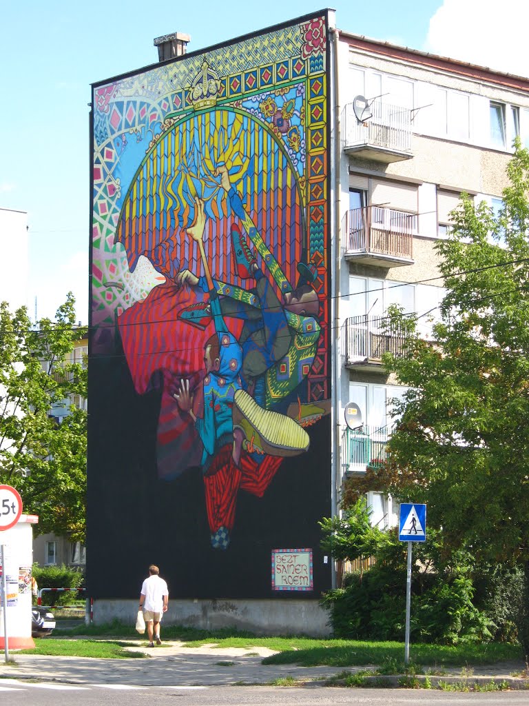 Graffiri wielkowymiarowe.Widok z ul. Uniejowskiej.