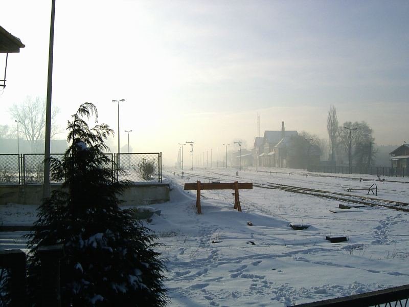stacja kolejowa w zimie / railway station in winter