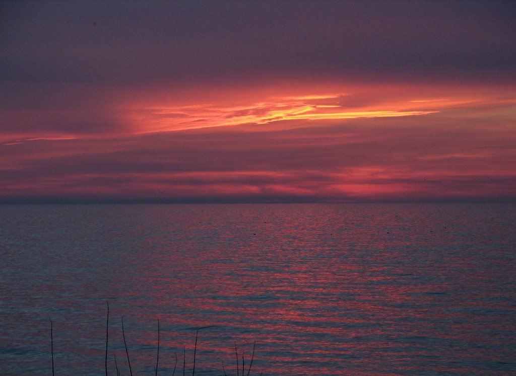 Kołobrzeg, sunset on the beach