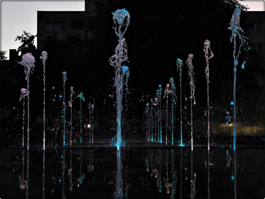 Dancing fountain in Szczecin.
